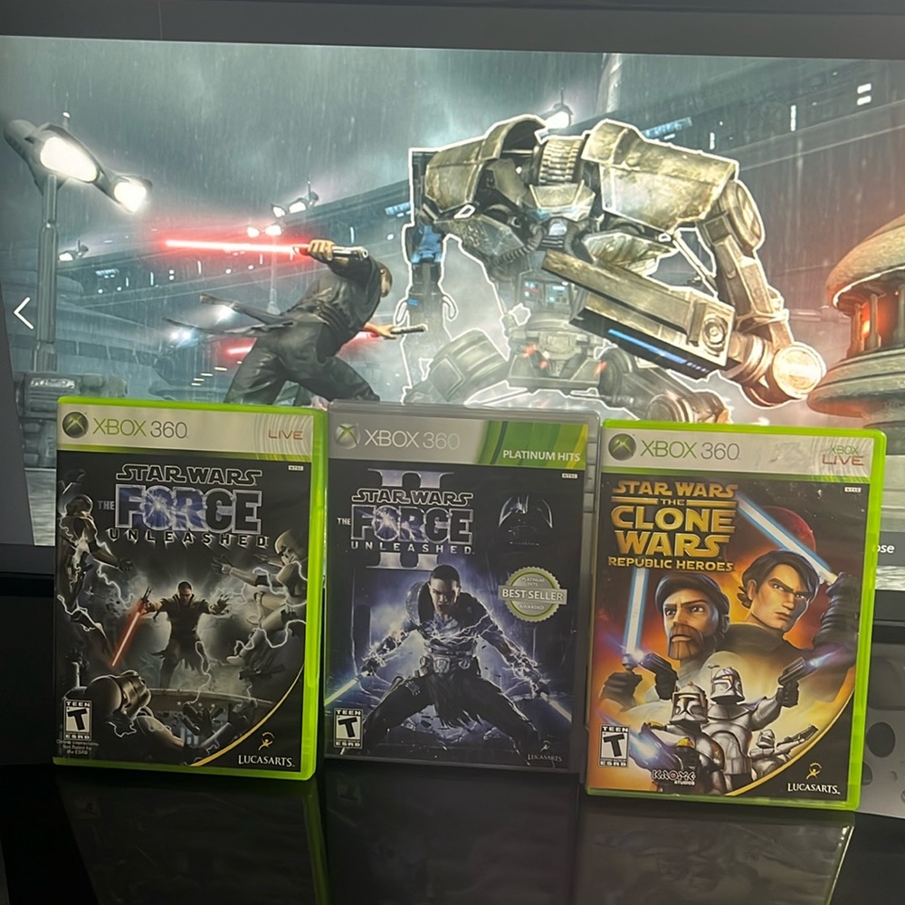 Lot of 3 Games for Xbox 360 Star Wars Games Like New